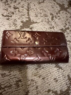 Louis Vuitton Vernis Burgundy Patent Long Wallet
